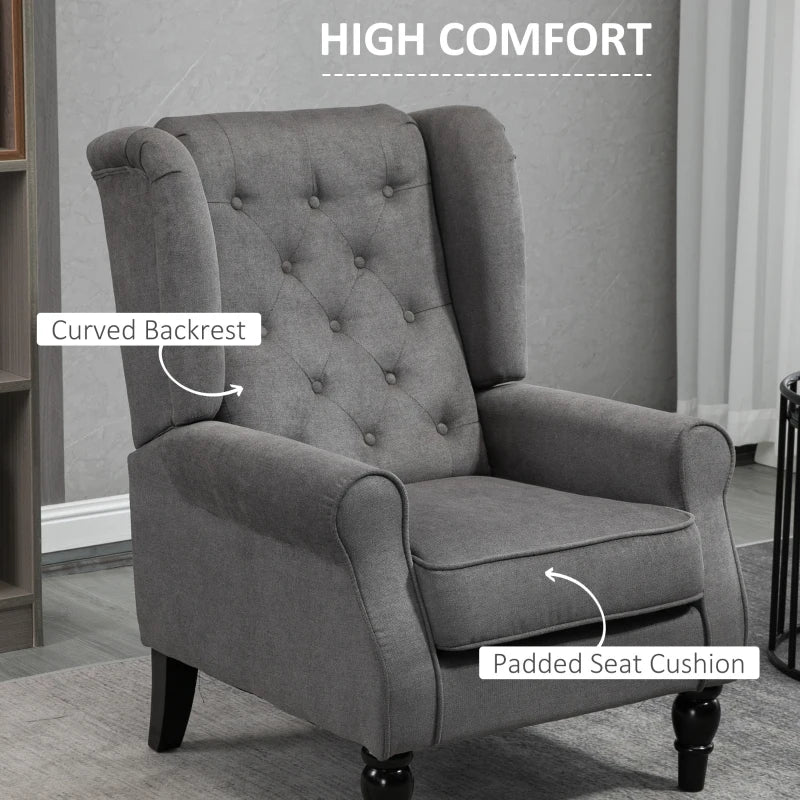 Dark Grey Retro Wingback Accent Chair