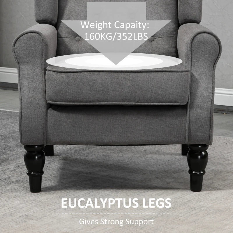 Dark Grey Retro Wingback Accent Chair