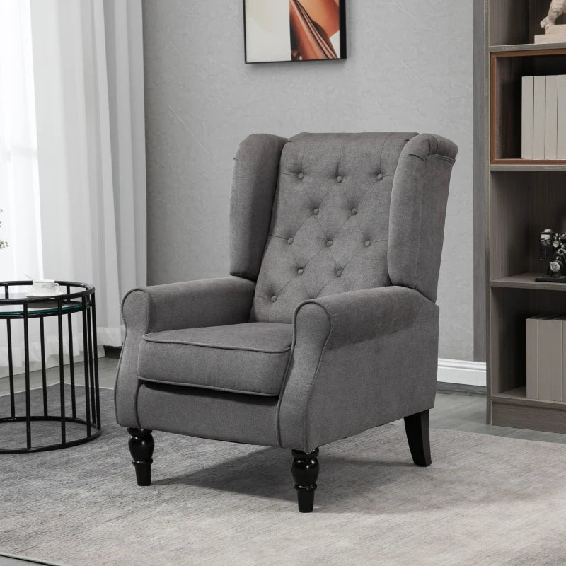 Dark Grey Retro Wingback Accent Chair