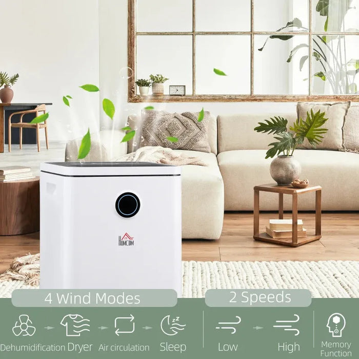 HOMCOM smart dehumidifier 10L/day in white and black