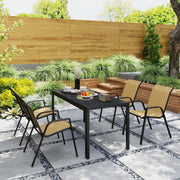 Khaki Set 4 of Stackable Rattan Garden Chairs With Breathable Mesh backs