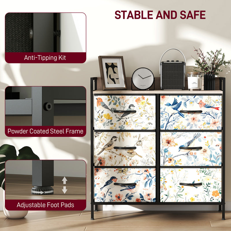 6 Drawer Chest of Drawers with Spacious Storage for Bedroom or Living Room White