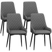 Set of 4 Quilted PU Leather Dining Chairs with Metal Legs for Modern Home Dining Grey