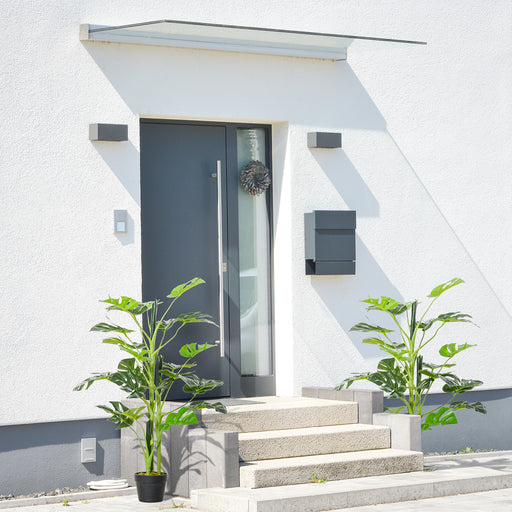 Artificial Monstera Cheese Plant Tree Set of 2 With 21 Leaves for Home or Garden Green