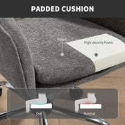 Grey Velvet Feel Swivel Office Chair With Padded Seat And Adjustable Height