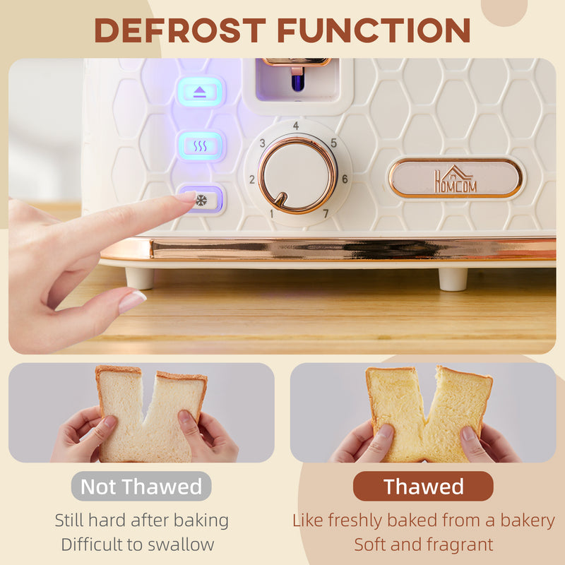 White Four Slice Honeycomb Toaster With Adjustable Browning Control by HOMCOM