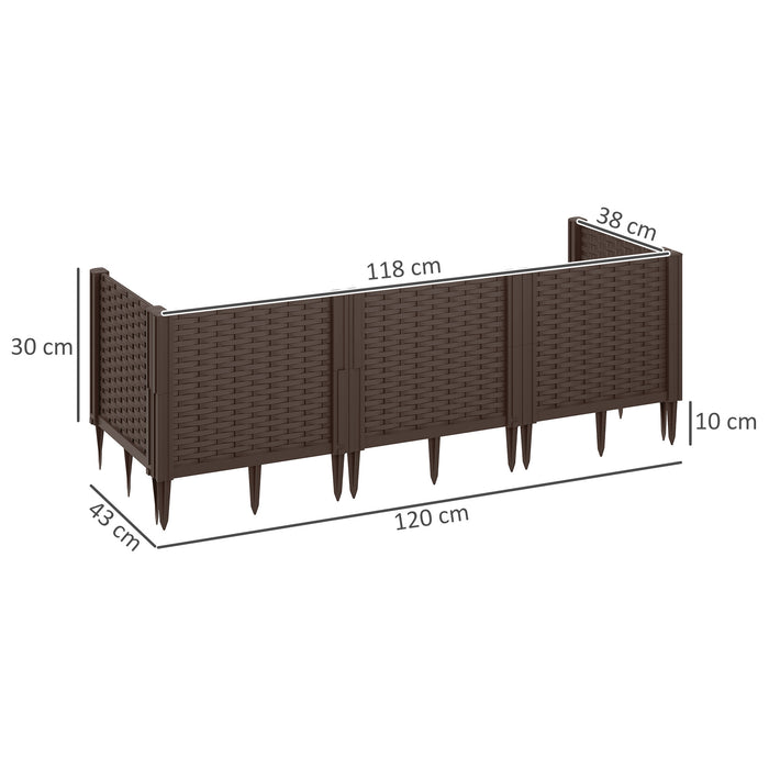 Plastic Raised Garden Bed Modular Planter Box Kit for Flowers Vegetables Herbs Brown by Outsunny