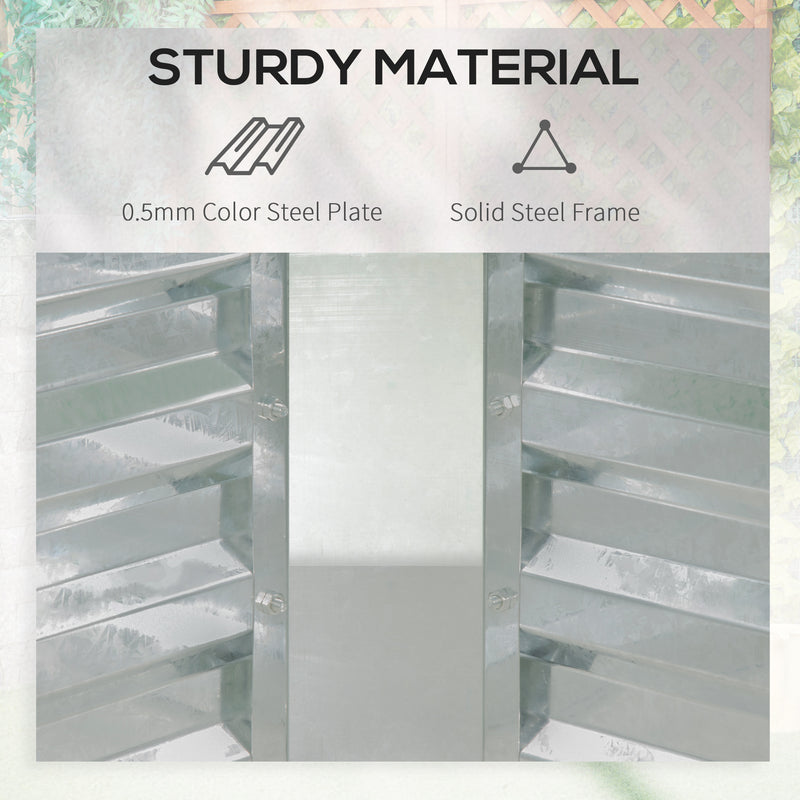 Raised Metal Garden Bed With Greenhouse Cover For Growing Vegetables And Herbs Green