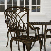 5 Seater Cast Aluminium Garden Dining Set With Round Table and Parasol Hole by Outsunny