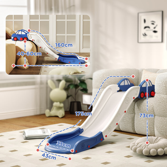 Kids Indoor Slide for Sofa or Bed with Extended Length Easy Storage White and Blue by AIYAPLAY