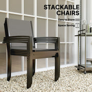 5 Piece Patio Dining Set with Round Table and Stackable Chairs for Patio by Outsunny