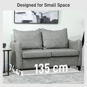 Two Seater Grey Faux Leather Sofa With Marble Effect Ideal For Living Rooms 