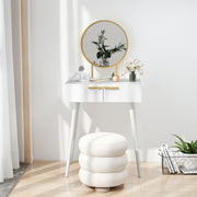 White Dressing Table with Round Mirror and Storage Drawer by Homcom