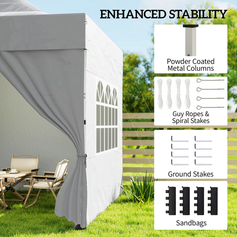 Outsunny 3 x 3 m Pop Up Gazebo with Sidewalls, UPF50+ Heavy Duty Garden Party Tent Marquee with Wheeled Carry Bag, Silver Grey AOSOM