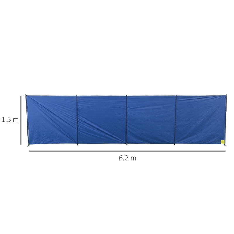 Foldable Camping Windbreak With Steel Poles And Carry Bag For Beach Shelter Privacy Blue AOSOM