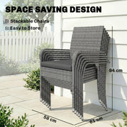 Garden Dining Set with Extendable Table and Stackable Chairs for Flexible Outdoor Seating Dark Grey Outsunny
