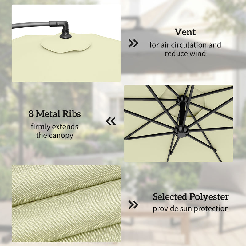 Cantilever Parasol for Garden Dining and Relaxing with Adjustable Shade With UPF 30+ UV Protection, Beige
