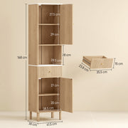 Slimline Bathroom Storage Cabinet With Shelves And Drawer For Small Spaces Wood Effect AOSOM