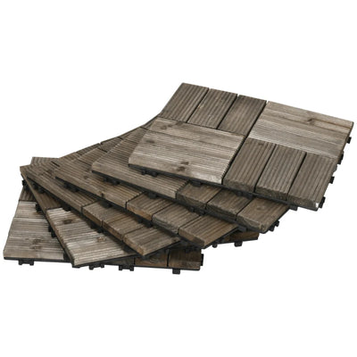 Outsunny 27 Pcs Decking Tiles, Charcoal Grey, 30x30cm Outsunny