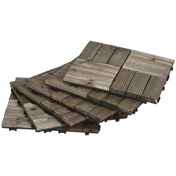 Outsunny 27 Pcs Decking Tiles, Charcoal Grey, 30x30cm