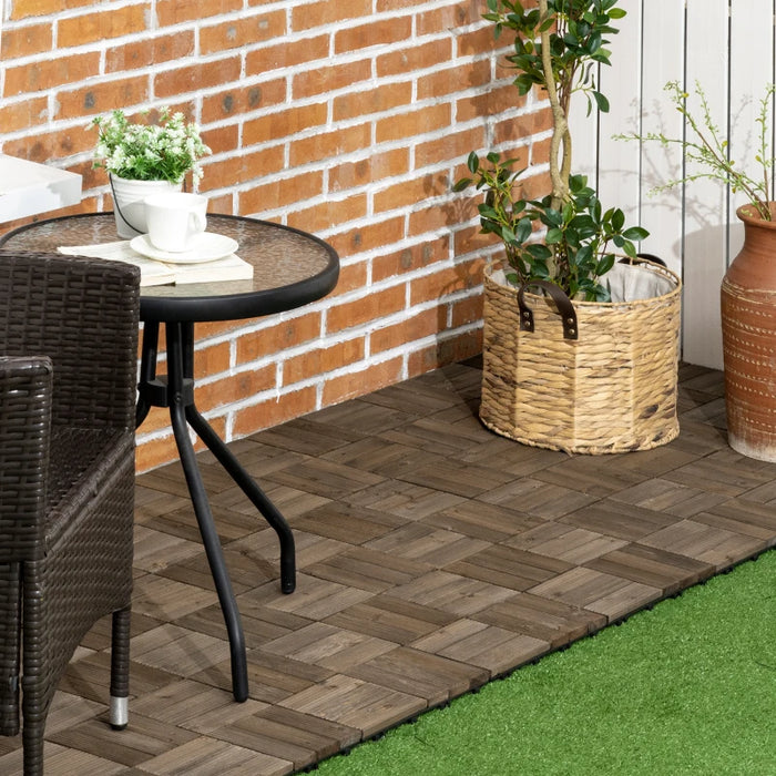 Outsunny 27 Pcs Decking Tiles, Charcoal Grey, 30x30cm