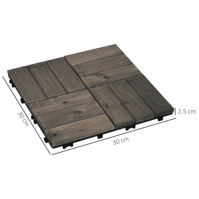 Outsunny 27 Pcs Decking Tiles, Charcoal Grey, 30x30cm