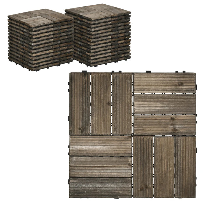 Outsunny 27 Pcs Decking Tiles, Charcoal Grey, 30x30cm