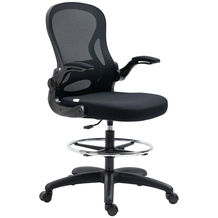 Vinsetto Mesh Desk Chair With Flip up Armrests, Black