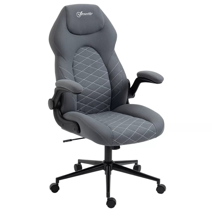 Image of a Grey Desk Chair With Flip Up Arms