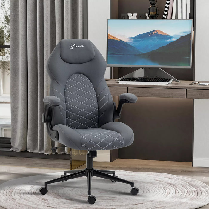 Image of a Grey Desk Chair With Flip Up Arms