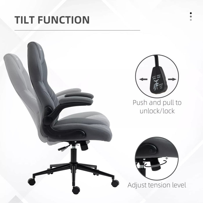 Image of a Grey Desk Chair With Flip Up Arms