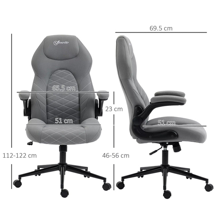 Image of a Light Grey Office Chair With Flip Up Arms