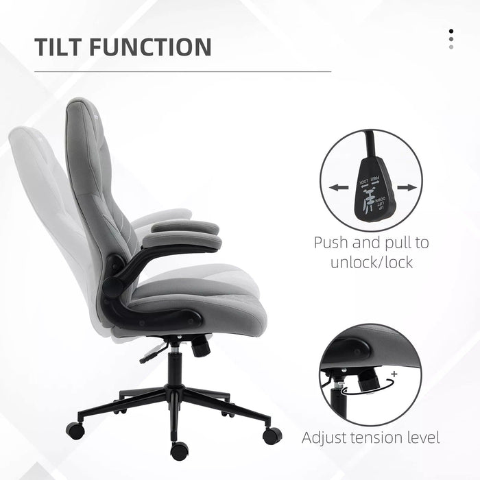 Image of a Light Grey Office Chair With Flip Up Arms