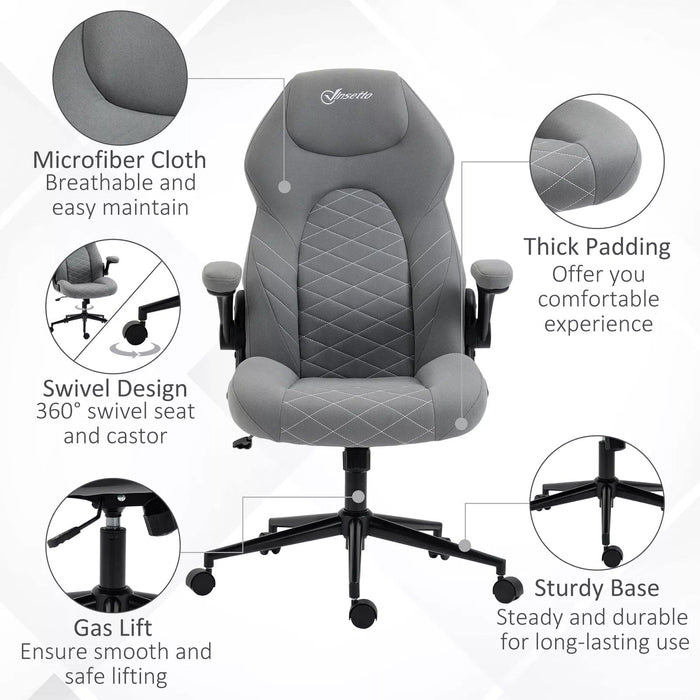 Image of a Light Grey Office Chair With Flip Up Arms