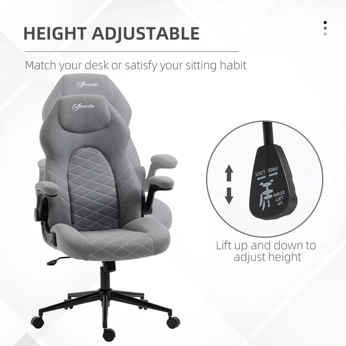 Image of a Light Grey Office Chair With Flip Up Arms