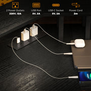 Black L Shaped Work Desk with LED Lights for Home Office by HOMCOM