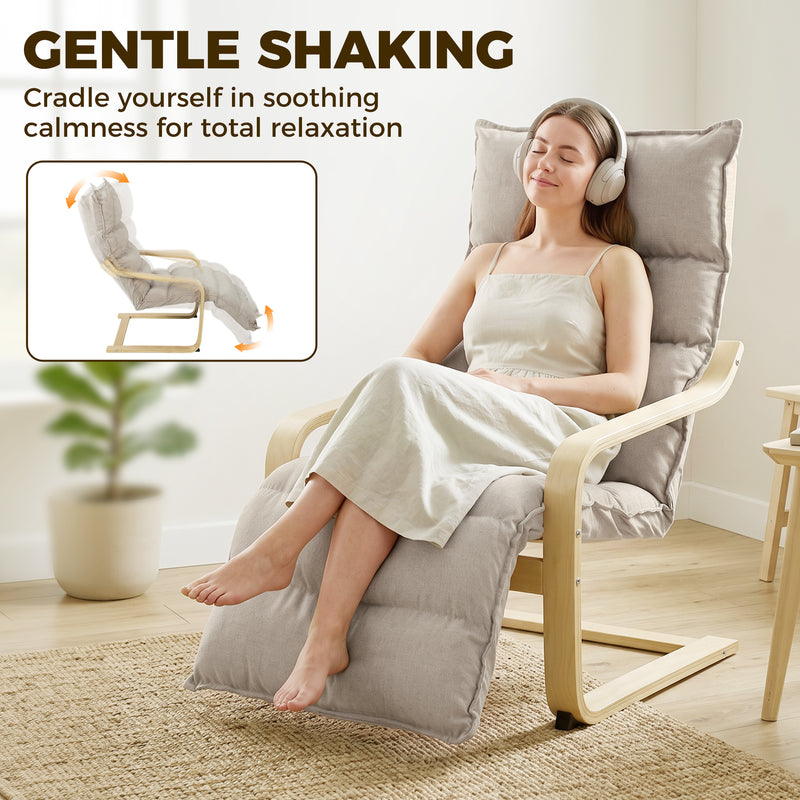Recliner Armchair with Adjustable Footrest and Rocking Motion for Relaxing at Home Light Brown