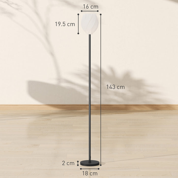 3D Printed Flower Floor Lamp with Rose Shade and Foot Switch Tall Pole, Light White