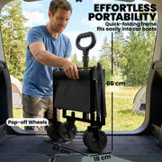 Folding Festival and Camping Trolley for Heavy Loads with Adjustable Handle Black Outsunny