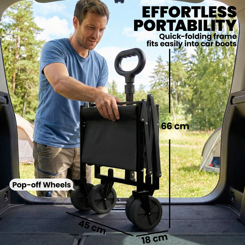Folding Festival and Camping Trolley for Heavy Loads with Adjustable Handle Black Outsunny