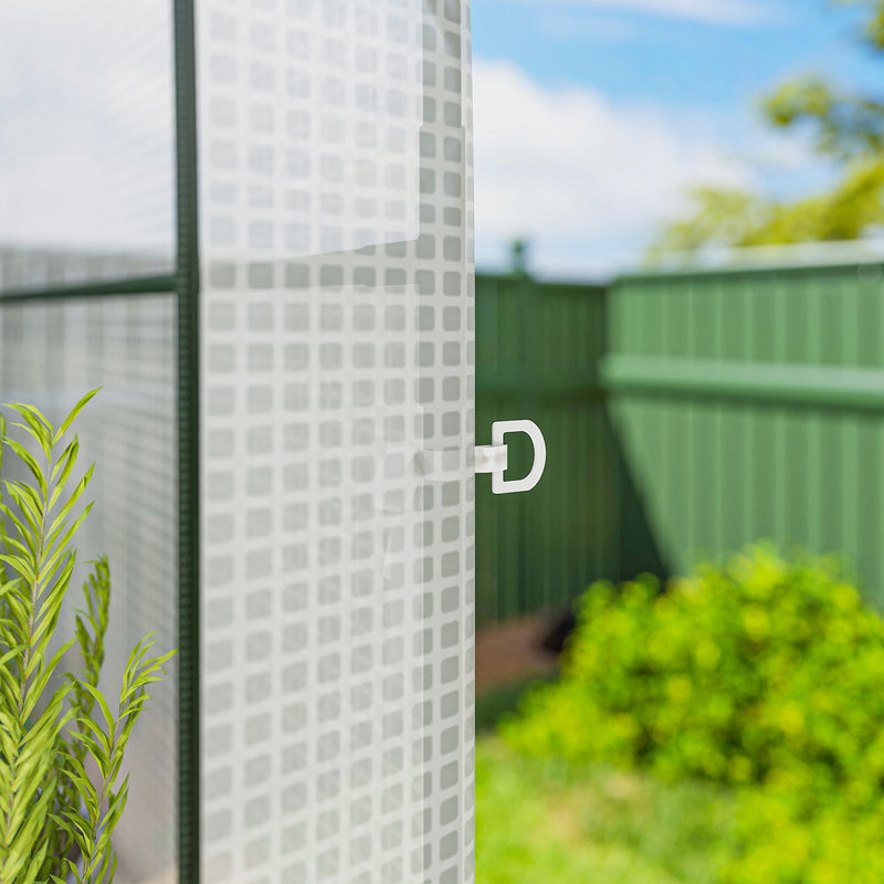 Walk In Garden Greenhouse With Shelves And Roll Up Door For Outdoor Growing White Outsunny