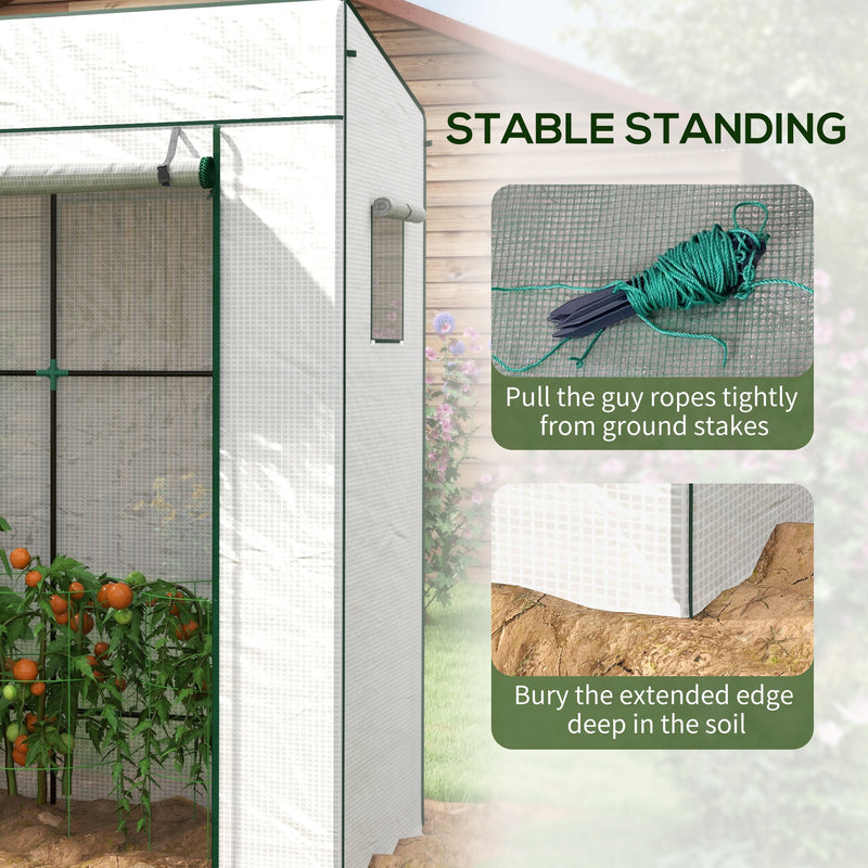 White Walk In PE Cover Greenhouse For Outdoor Gardening And All Weather Plant Protection