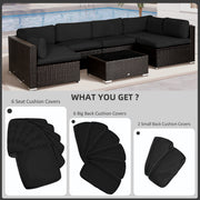 Black Rattan Sofa Cushion Cover for Outdoor Garden Furniture Weather Resistant Polyester