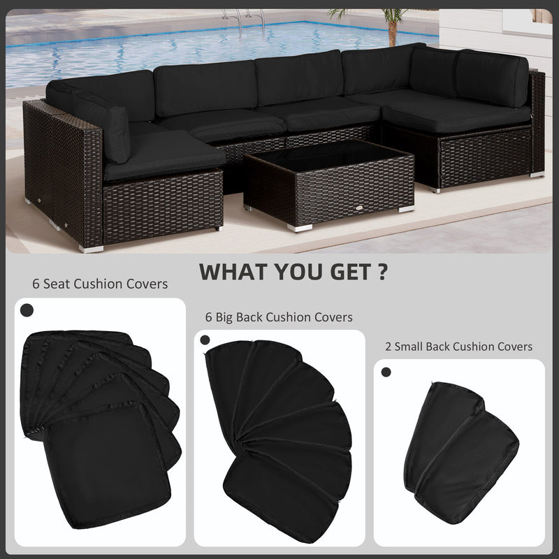 Black Rattan Sofa Cushion Cover for Outdoor Garden Furniture Weather Resistant Polyester