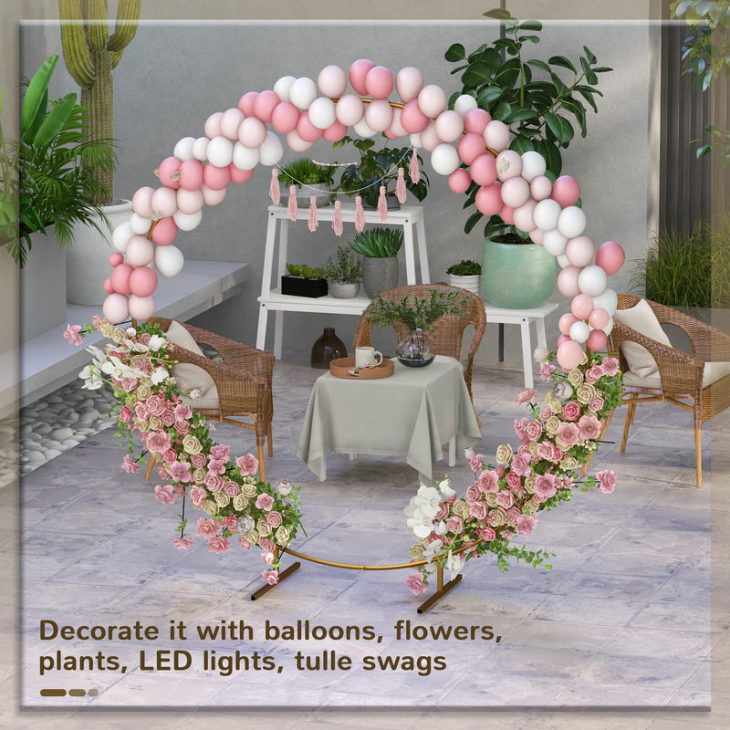 Metal Wedding Arch for Garden or Home Events with Stable Frame Gold AOSOM