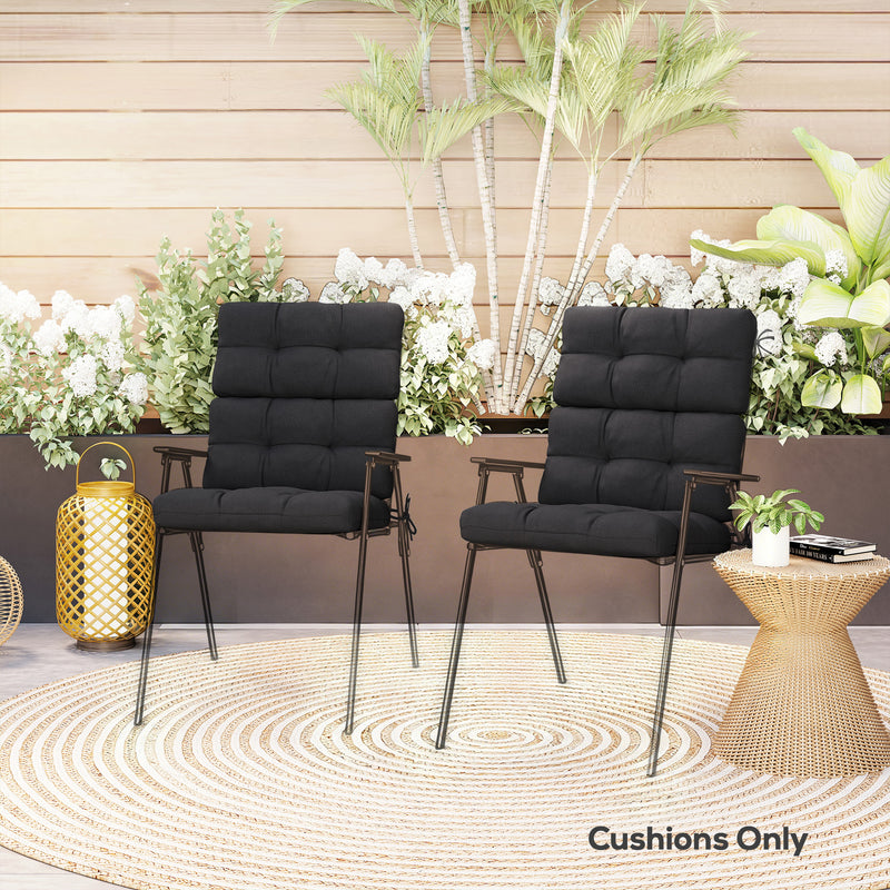 Outdoor Chair Cushions Set of 2 for Extra Comfort and Support Black Outsunny