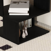 Set of 2 Modern Side Tables with 2 Tier Storage for Living Room or Bedroom Black
