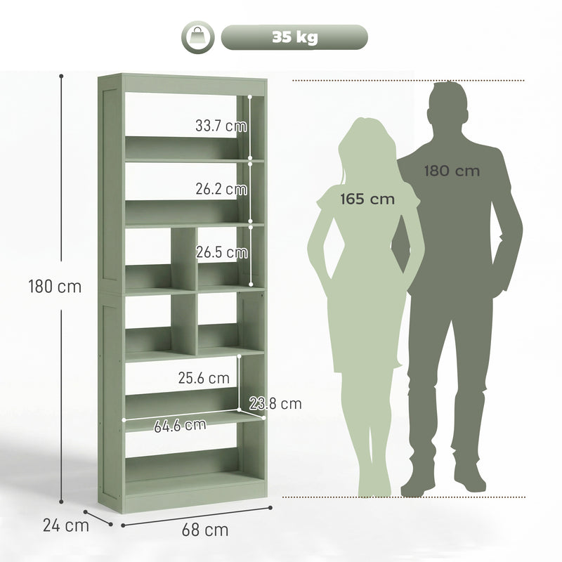 Tall Bookshelf with 4 Shelves for Extra Home Storage and Clutter-Free Rooms Bean Paste Green Homcom