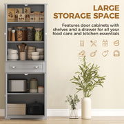 Slim Kitchen Storage Cupboard with Adjustable Shelves for Small Spaces Grey AOSOM
