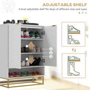 Shoe Storage Cabinet with Adjustable Shelves and Ventilation Holds 12 Pairs White